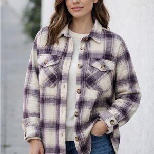 Streetwear Society Purple and Cream Plaid Top